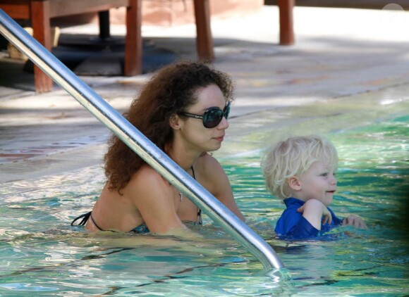 Boris Becker en vacances à Miami avec sa femme Lily et leur fils Amadeus, le 21 décembre 2011