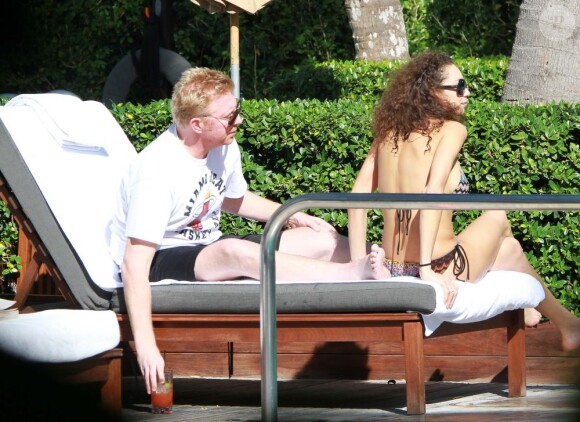 Boris Becker en vacances à Miami avec sa femme Lily et leur fils Amadeus, le 21 décembre 2011