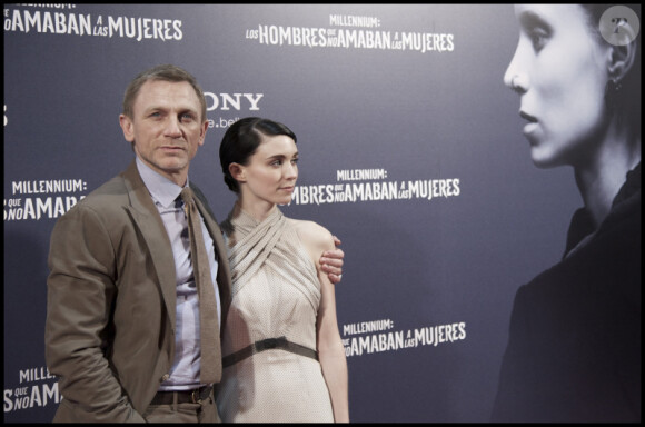Daniel Craig et Rooney Mara présentent Millénium : Les hommes qui n'aimaient pas les femmes, à Madrid le 4 janvier 2012.