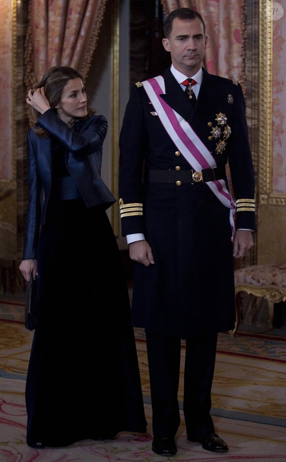 Le couple héritier espagnol célébraient le 6 janvier 2012, jour de l'épiphanie, la Pâque militaire célébrant la récupération de l'île de Minorque au XVIIIe siècle, au palais royal, à Madrid.