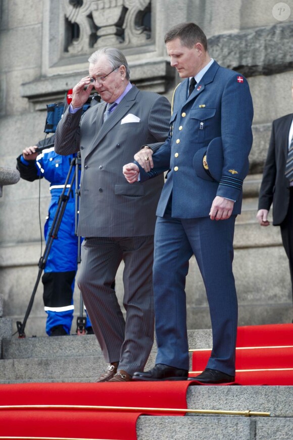 Le prince Henrik à Amalienborg pour la conférence de presse de  la reine Maregrethe II à l'occasion du jubilé de ses 40 ans de règne, le  10 janvier 2012.