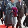 Margrethe II de Danemark et son mari le prince Henrik arrivent à Amalienborg pour la conférence de presse de  la monarque à l'occasion du jubilé de ses 40 ans de règne, le  10 janvier 2012.