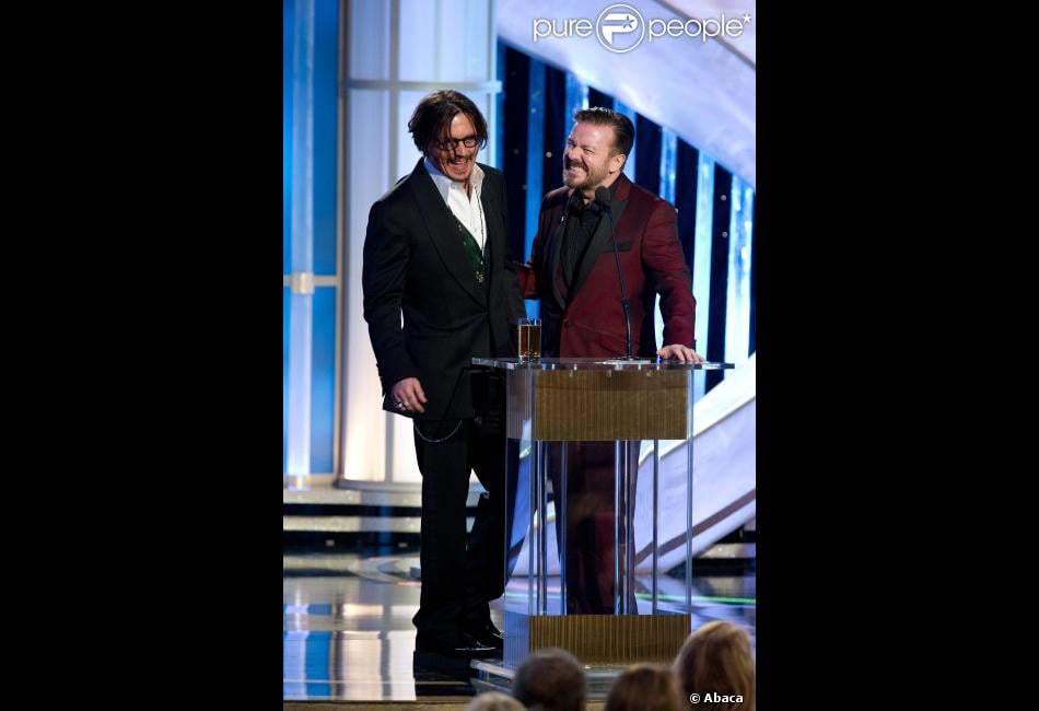 Johnny Depp et Ricky Gervais lors des Golden Globes à Beverly Hills le