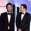 Adam Levine et Jimmy Fallon lors des Golden Globes à Beverly Hills le 15 janvier 2012