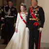 Le roi Harald et la reine Sonja de Norvège à leur arrivée au palais Frederik VIII le 15 janvier 2012.
La reine Margrethe II de Danemark était honorée dimanche 15 janvier 2012 par un dîner au palais Frederik VIII à Amalienborg, en point d'orgue des célébrations de son jubilé de rubis, marquant 40 ans de règne.