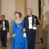 La reine Silvia et le roi Carl XVI Gustaf de Suède à Amalienborg le 15 janvier 2012.
La reine Margrethe II de Danemark était honorée dimanche 15 janvier 2012 par un dîner au palais Frederik VIII à Amalienborg, en point d'orgue des célébrations de son jubilé de rubis, marquant 40 ans de règne.