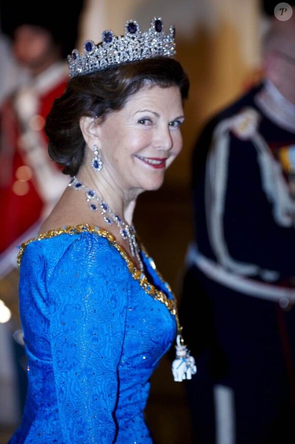 La reine Silvia de Suède à Amalienborg le 15 janvier 2012.