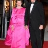 La reine Sonja et le roi Harald de Norvège. Dîner de gala à la salle de concert de Copenhague dans le cadre du jubilé des 40 ans de règne de la reine Margrethe II, samedi 14 janvier 2012. 1500 convives de marque étaient invités.