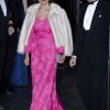 La reine Silvia et le roi Carl XVI Gustaf de Suède. Dîner de gala à la salle de concert de Copenhague dans le cadre du jubilé des 40 ans de règne de la reine Margrethe II, samedi 14 janvier 2012. 1500 convives de marque étaient invités.