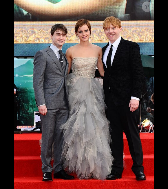 Daniel Radcliffe, Emma Watson et Rupert Grint à Londres le 7 juillet 2011