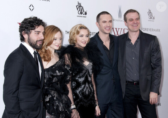 Oscar Isaac, Andrea Riseborough, Madonna, James D'Arcy à l'avant-première de W.E. à New York, le 23 janvier 2012.