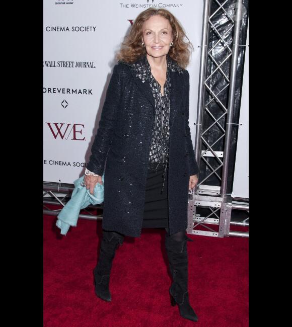 Diane von Furstenberg à l'avant-première de W.E. à New York, le 23 janvier 2012.