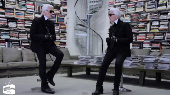 Karl Lagerfeld et sa team présentent "Karl" en pleine rue à Paris