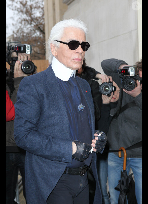 Karl Lagerfeld en janvier 2012 à Paris durant la Fashion Week