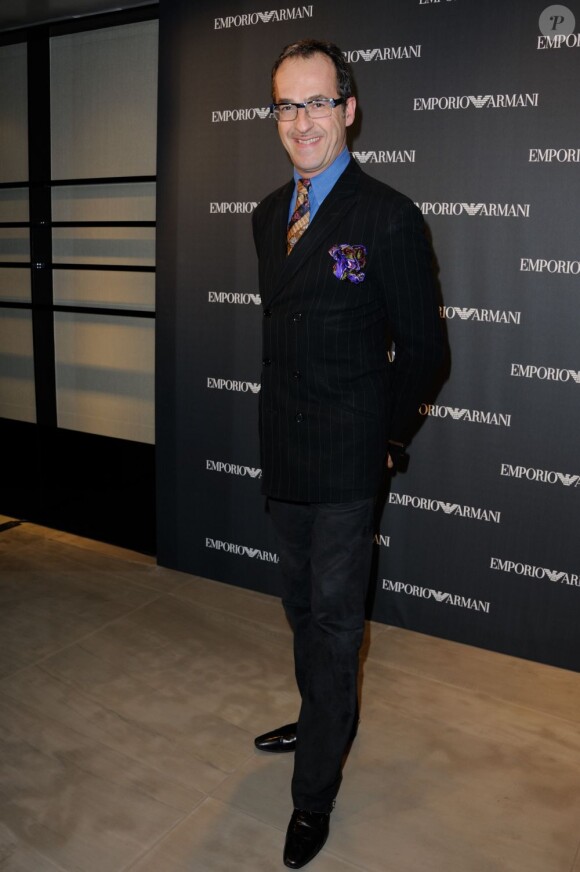 Emmanuel de Brantes à l'ouverture de la boutique Emporio Armani à Paris, le 2 février 2012.