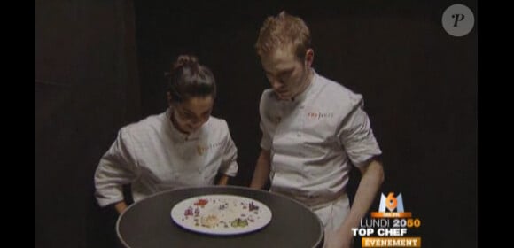 Quelques images du deuxième épisode de Top Chef, saison 3, lundi 6 février sur M6 - Ici, Tabata et Julien dans le noir