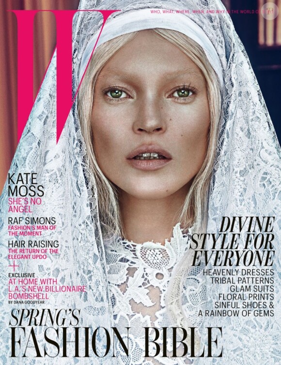 Kate Moss en ange immaculé pour le magazine W.