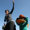 Michelle Obama se met en quatre au parc Disney World, le samedi 11 février à Orlando en Floride, pour soutenir son programme anti-obésité Let's Move.