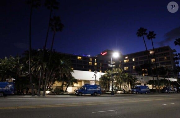Le Beverly Hilton Hotel, le soir de la mort de Whitney Houston, le 11 février 2012.