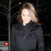 Jessica Alba souriante et radieuse à New York. Le 14 février 2012