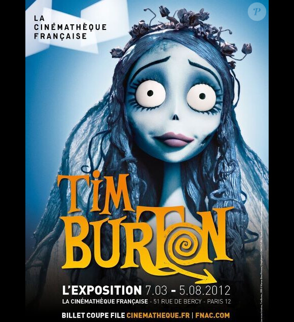 Affiche de l'exposition de la Cinémathèque française sur Tim Burton : Les Noces funèbres