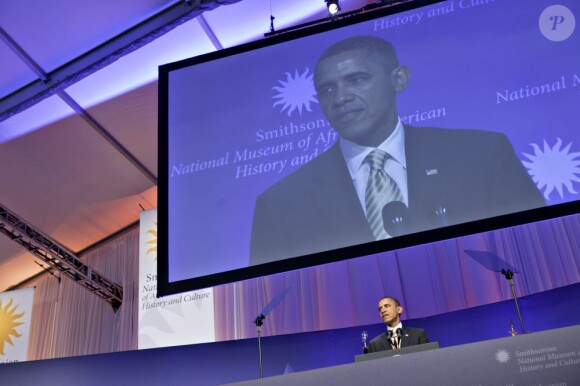 Barack et Michelle Obama lors d'une soirée à Washington pour célébrer l'ouverture à venir d'un nouveau musée dédié à la culture afro-américaine. Le 22 février 2012