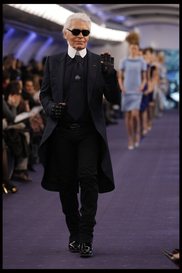 Karl Lagerfeld lors du défilé haute couture de Chanel, le 24 janvier 2012.