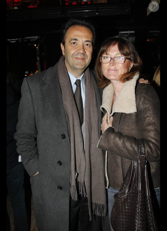 Frédéric Salat Baroux et sa femme Claude Chirac lors de la générale de la pièce Harold et Maude au Théâtre Antoine dans le Xe arrondissement de Paris le 5 mars 2012