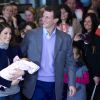 La princesse Marie et le prince Joachim de Danemark avec leur petite princesse née le 24 janvier 2012, à la sortie du Rigshospitalet de Copenhague, le 27 janvier 2012.