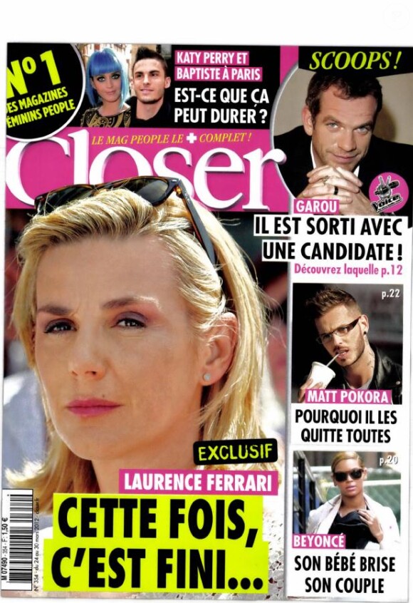 Le magazine Closer en kiosques le samedi 24 mars 2012.