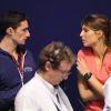Laury Thilleman en conversation avec Benjamin Stasiulis pour Eurosport lors des championnats de France de Dunkerque, le 23 mars 2012.