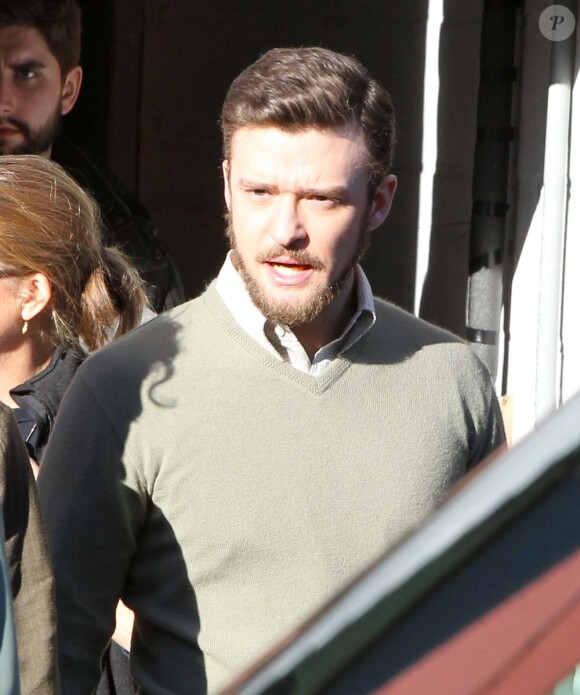 Justin Timberlake sur le tournage d'Inside Llewyn Davis, le nouveau film des frères Coen, à New York, le 23 février 2012.