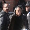 Bobby Brown n'est pas resté longtemps lors des funérailles de Whitney Houston à New York le 18 février 2012