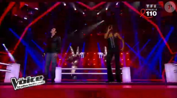 Battle entre Florian et Kristel dans The Voice sur TF1 le samedi 31 mars 2012
