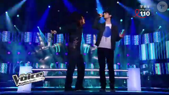 Battle entre Louis et Damien dans The Voice le samedi 31 mars 2012 sur TF1