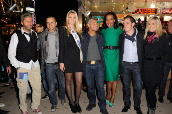 Anthony Kaplan, Allan Theo, Miss Prestige National, Farid Khider et Vincent Mc Doom lors de l'avant-première de la Foire du trône, à Paris, le 6 avril 2012