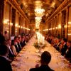 Repas officiel à Drottningholm, Stockholm, pour la visite d'Etat du couple présidentiel finlandais, le 17 avril 2012.