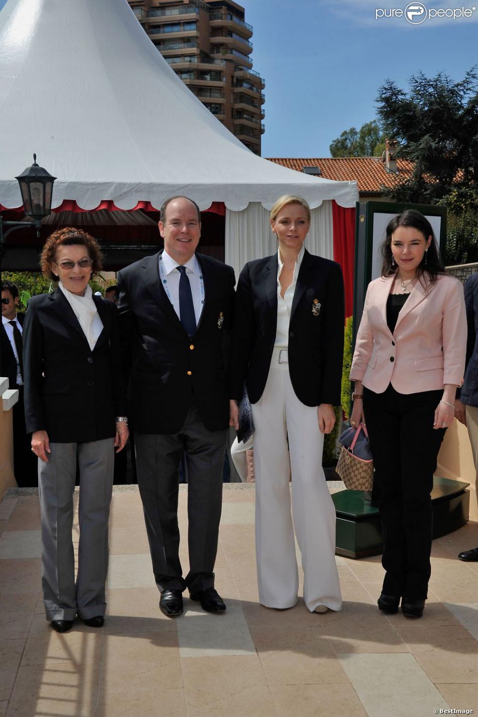 Charlene et Albert avec Elisabeth-Anne de Massy et sa fille Mélanie