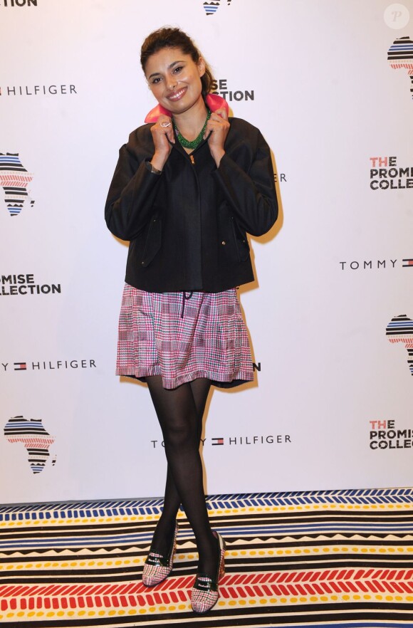 L'actrice Gabriella Wright assiste à la soirée de lancement de la collection Promise par Tommy Hilfiger dans sa boutique aux Champs-Élysées. Paris, le 26 avril 2012.