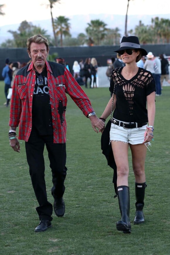 Johnny Hallyday et Laeticia à Coachella, le 14 avril 2012.