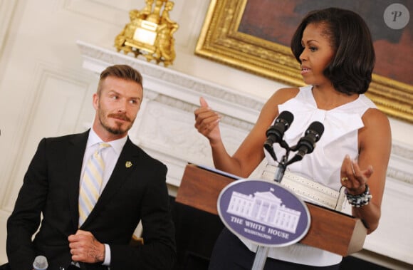 David Beckham était au côté de Michelle Obama dans le cadre de la campagne Let's Move ! à la Maison Blanche le 15 mai 2012