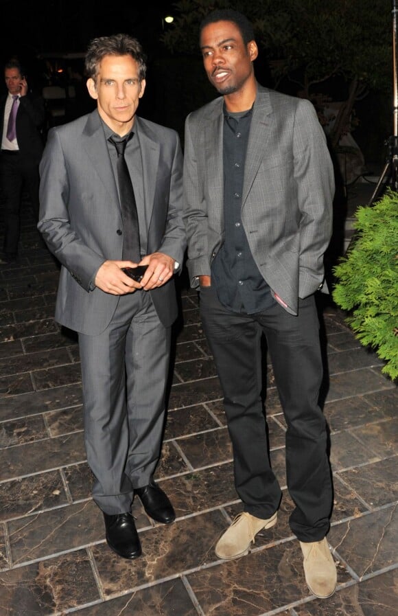 Ben Stiller et Chris Rock lors de la soirée Calvin Klein à la villa Saint Georges. Cannes, le 17 mai 2012.