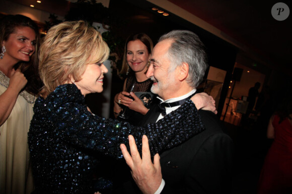 Jane Fonda et Jacques Attali au gala de charité de PlaNet Finance, organisé par Jacques Attali, le vendredi 17 mai 2012.