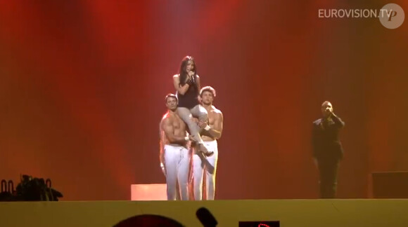 Anggun répète sa chanson pour l'Eurovision à Baku, mai 2012.