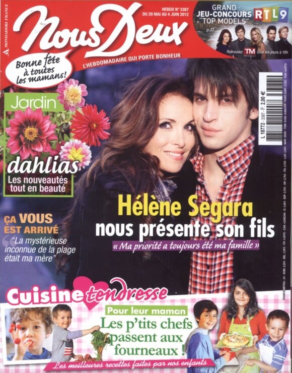 Hélène Segara et son fils Raphaël en couverture du magazine Nous Deux, du 29 mai 2012