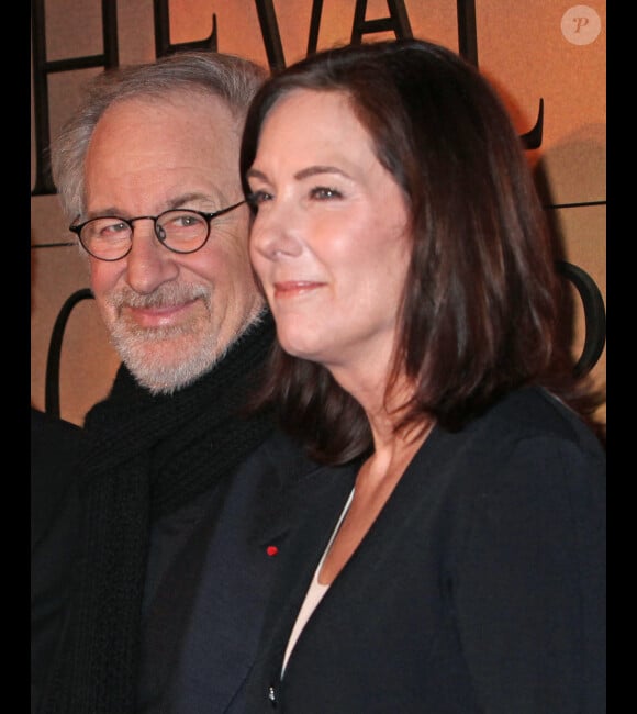 Steven Spielberg et Kathleen Kennedy en janvier 2012 à Paris.