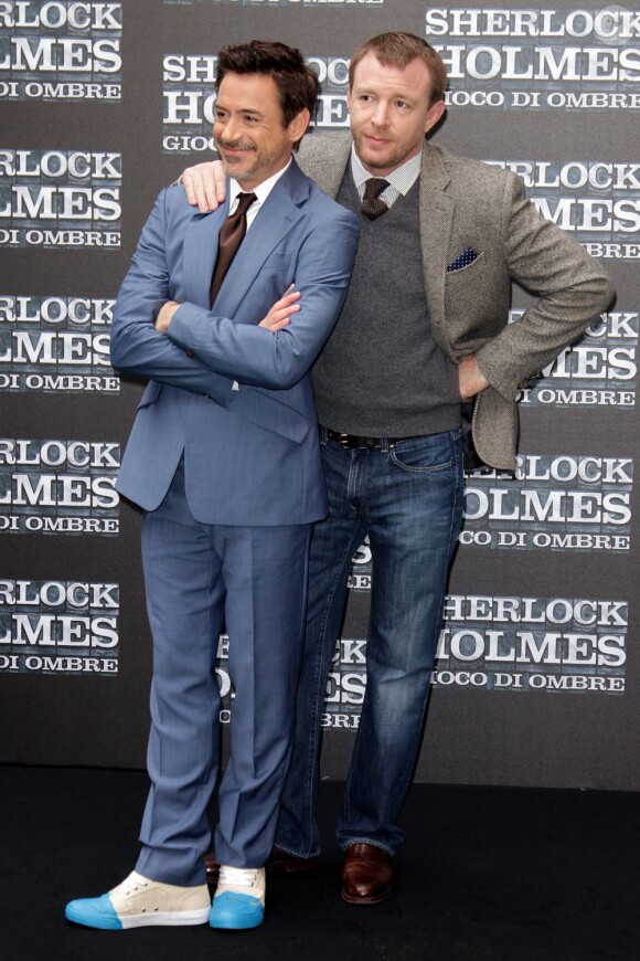 Guy Ritchie et Robert Downey Jr. à Rome le 11 décembre 2011