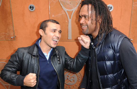 Christian Karembeu et Brahim Asloum le lundi 4 juin 2012 à Roland-Garros