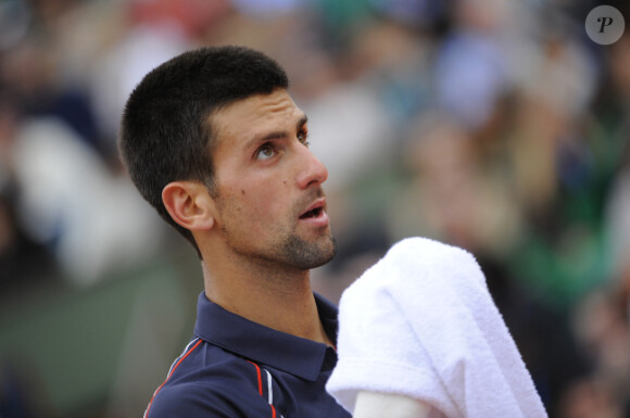 Novak Djokovic durant son match face à Andreas Seppi le 3 juin 2012 à Roland-Garros