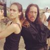 Jessica Alba et Danny Trejo sur le tournage de Machete Kills de Robert Rodriguez, en juin 2012.